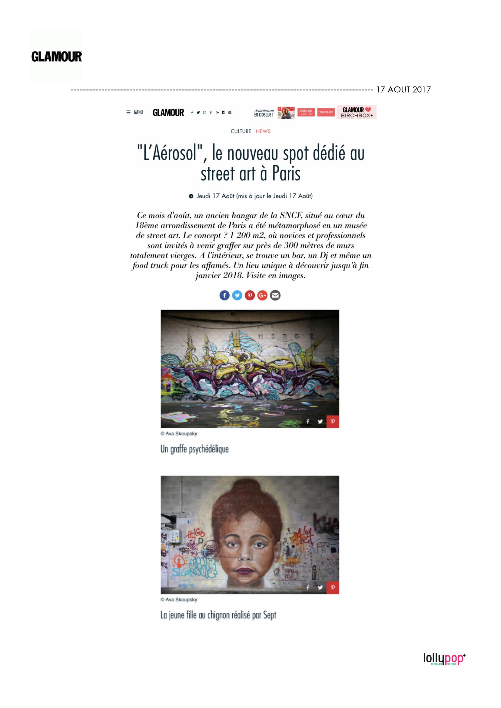 L'Aérosol, le nouveau spot dédié au street art à Paris (Glamour) – 18 août 2017