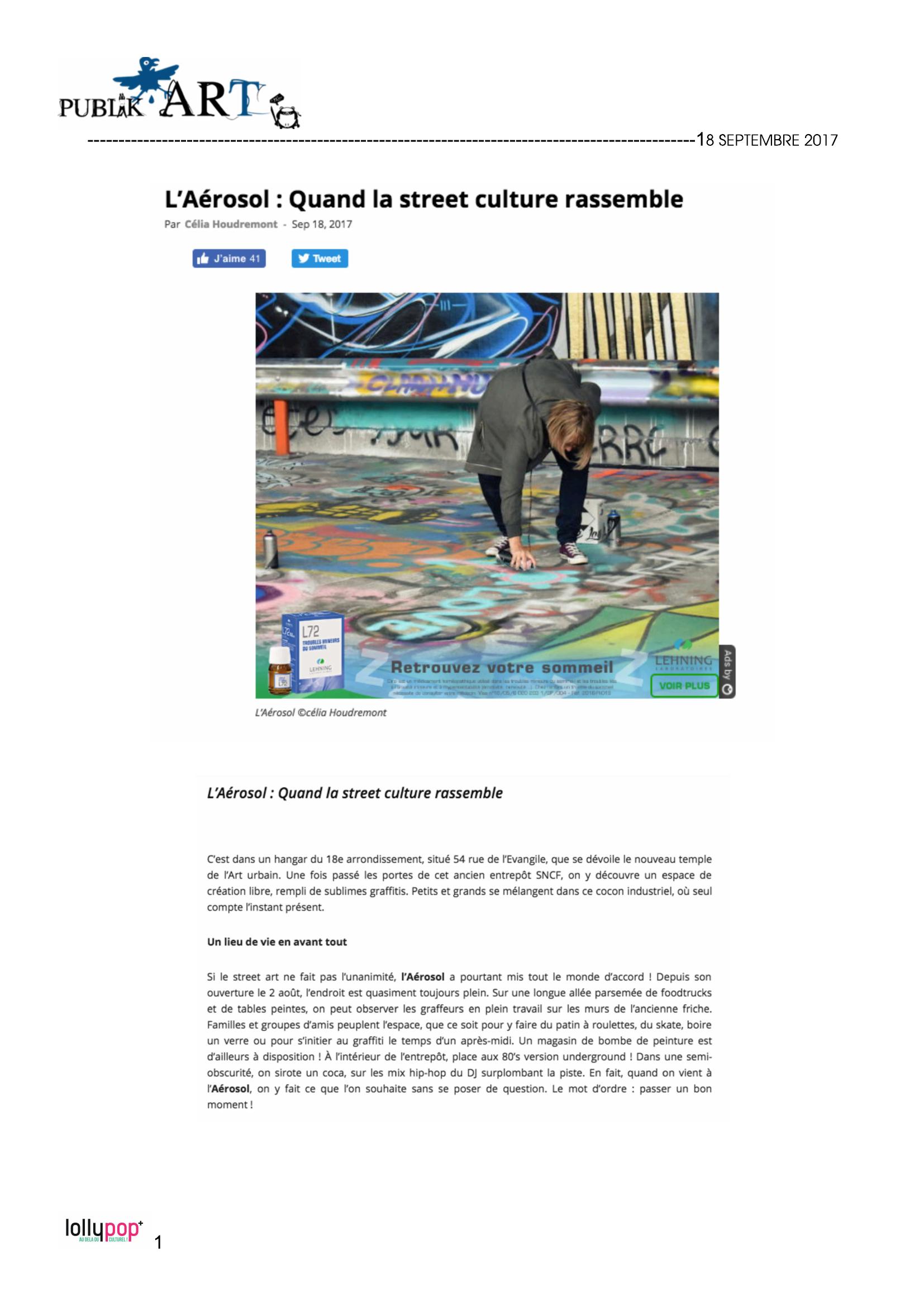 L'Aérosol : quand la street culture rassemble (Publik'Art) – 19 septembre 2017