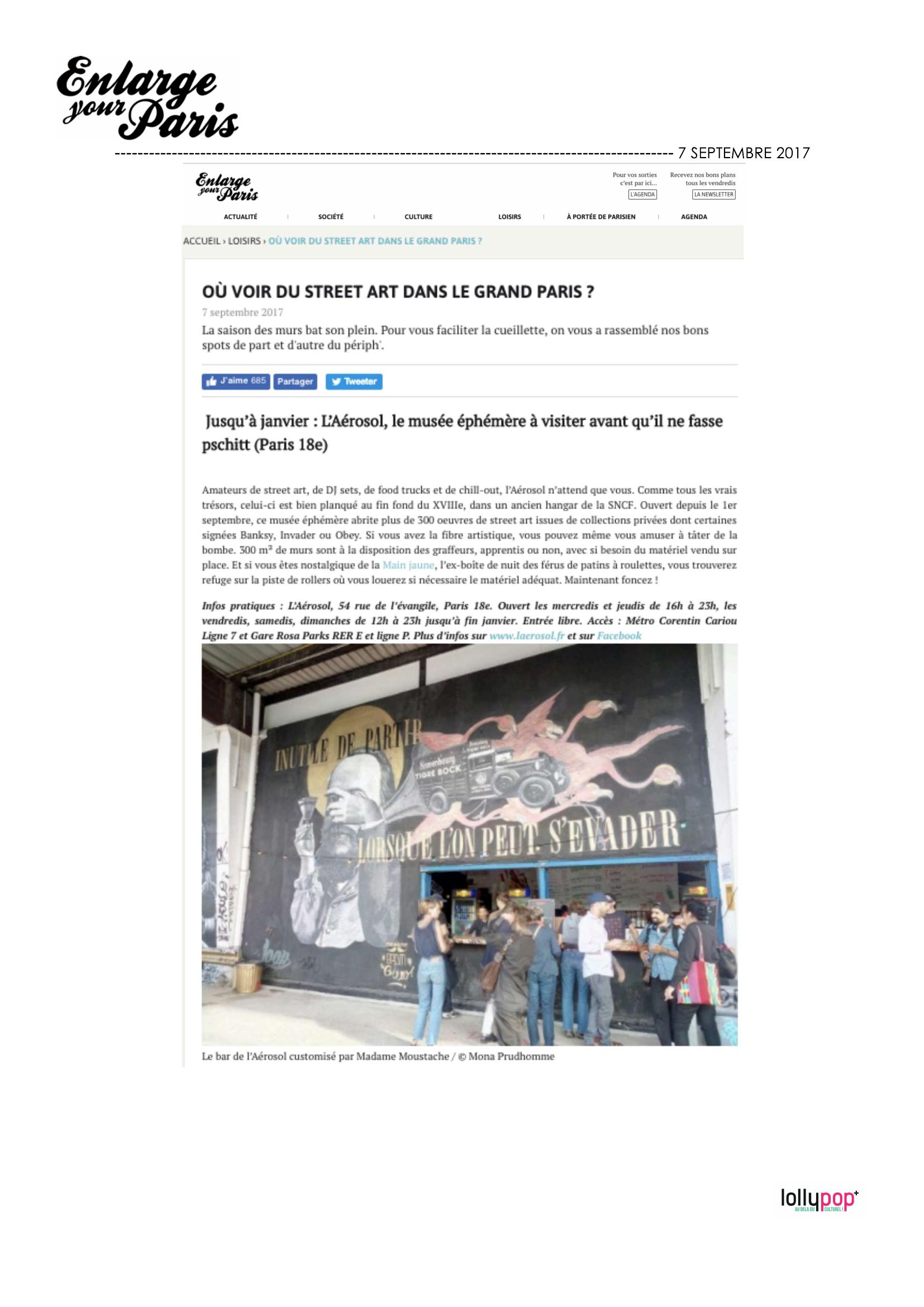 Où voir du street art dans le Grand Paris (Enlarge your paris) – 8 septembre 2017