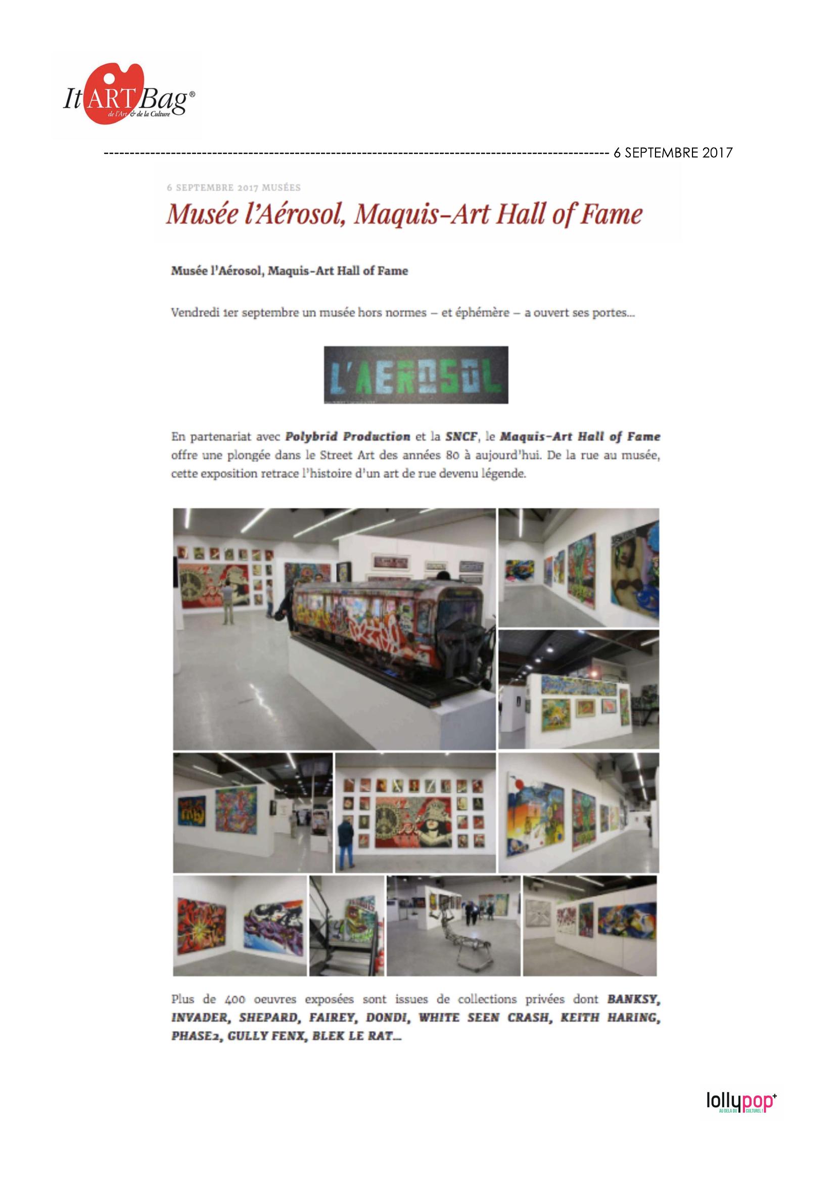 Musée L'Aérosol, Maquis-Art Hall of Fame (ItArtBag) – 7 septembre 2017