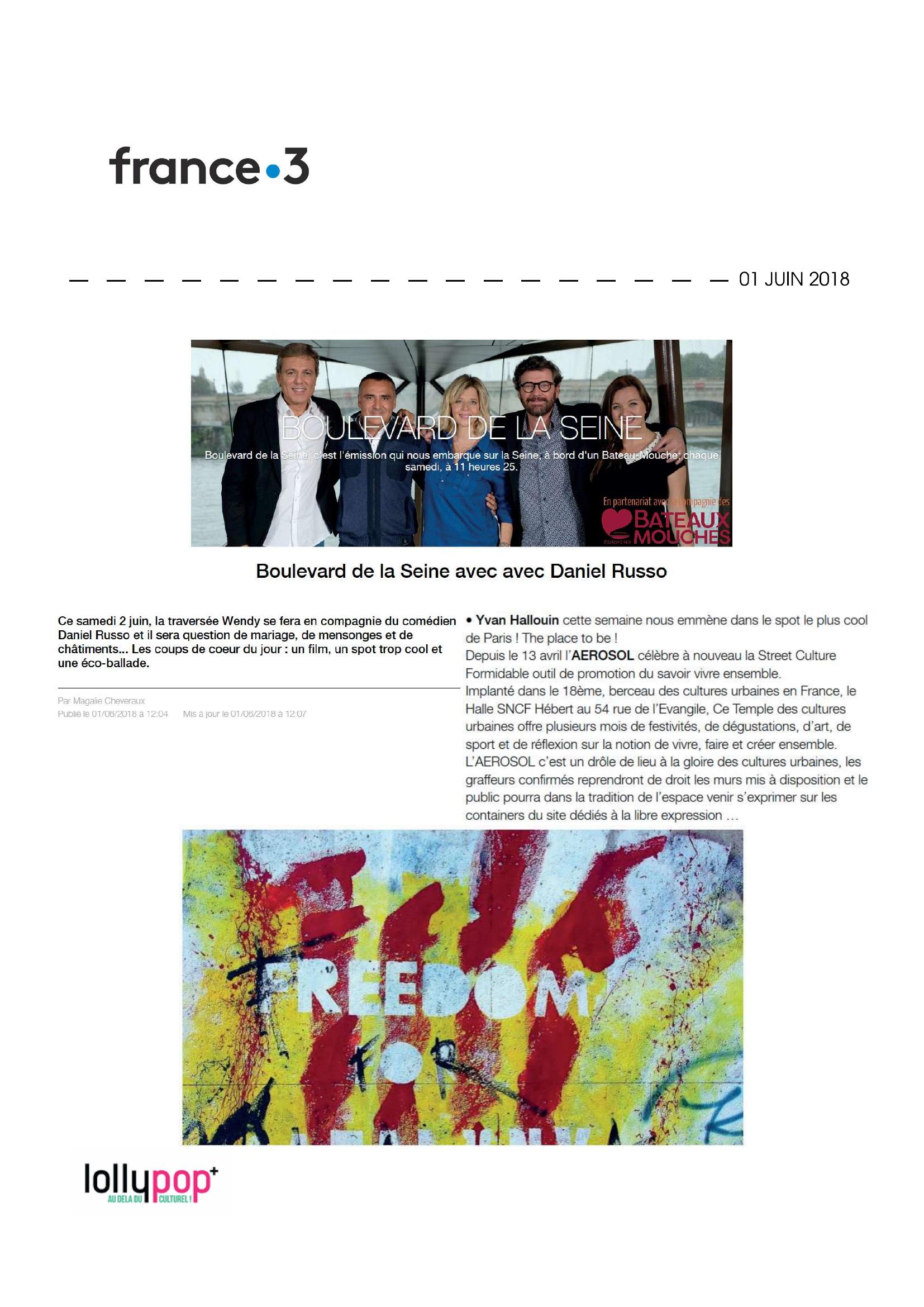 Boulevard de la Seine avec Daniel Russo (France 3) – 2 juin 2018