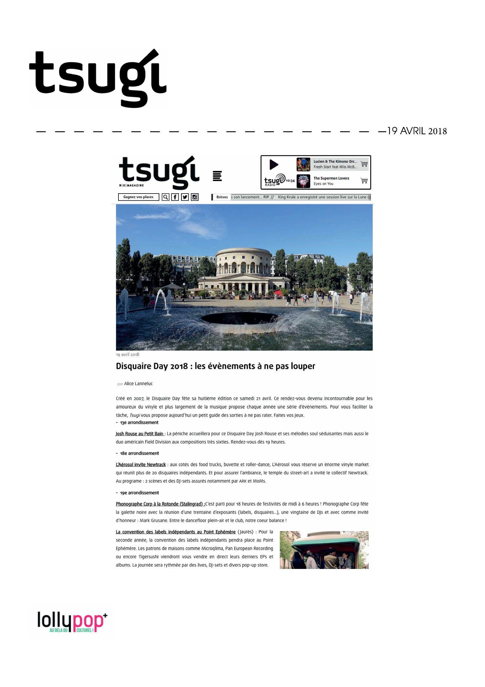 Disquaire Day 2018 : les événements à ne pas louper  (Tsugi) – 20 avril 2018