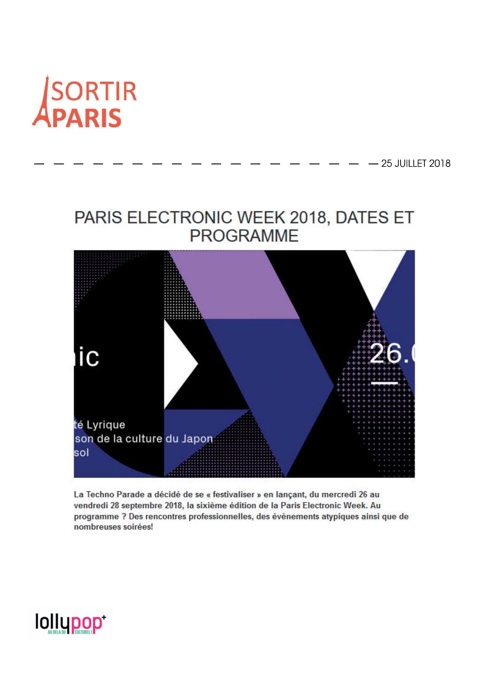 Paris Electronic Week 2018, Dates et programme (Sortir à Paris) – 26 juillet 2018