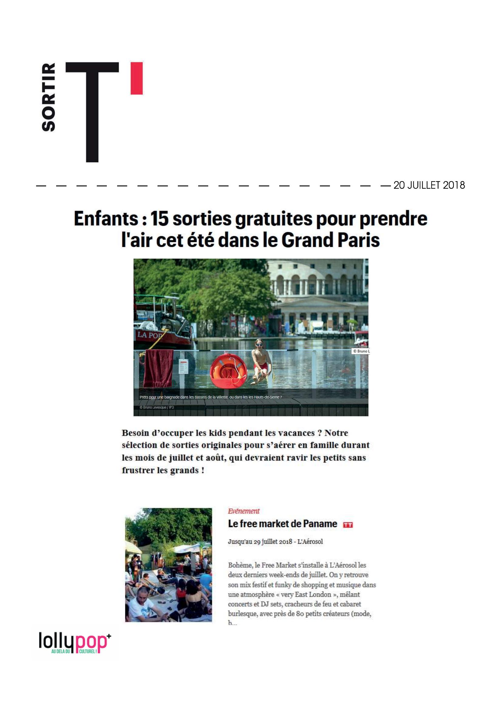 Enfants : 15 sorties gratuites pour prendre l'air cet été dans le Grand Paris (Télérama) – 20 septembre 2018
