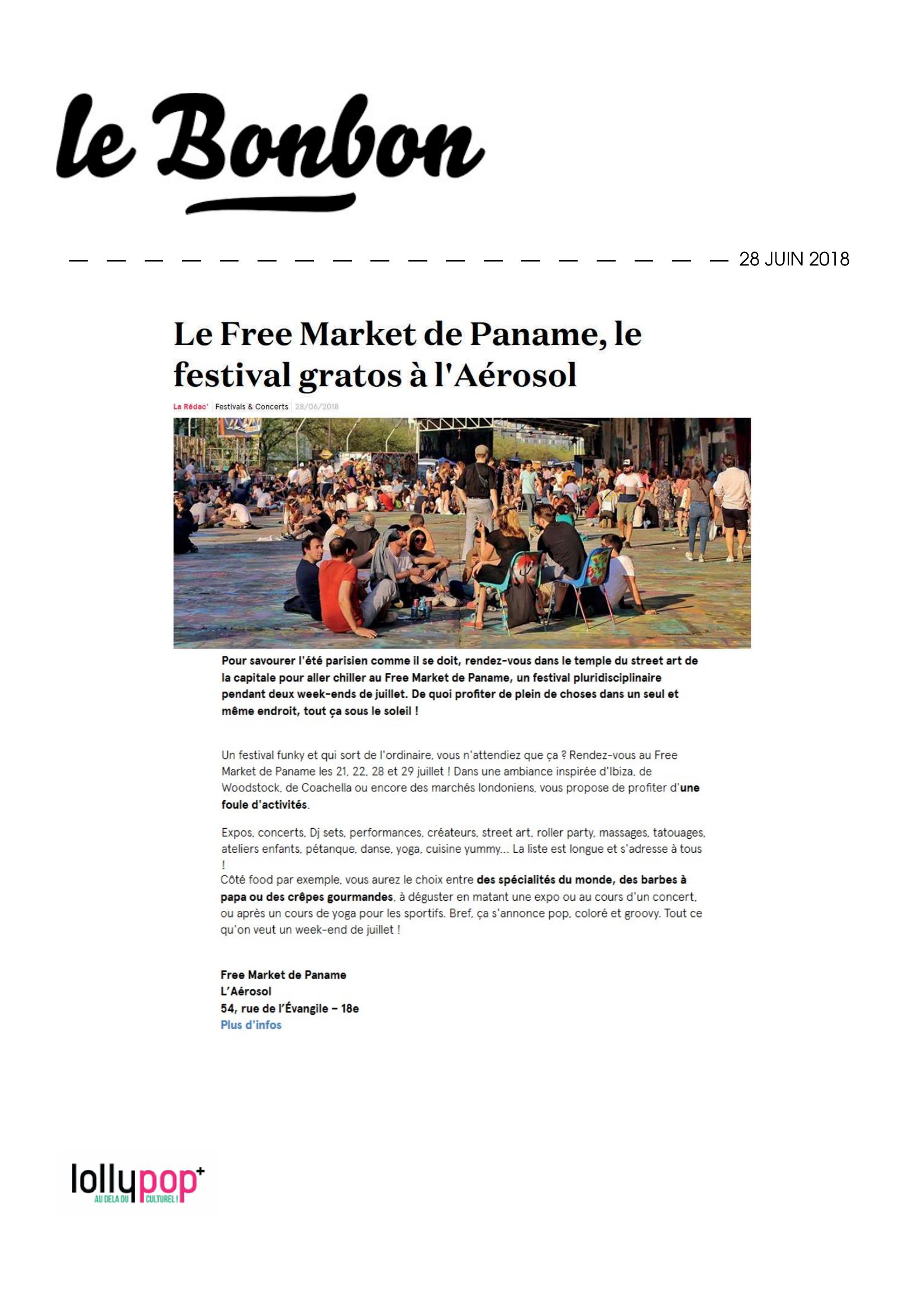Le Free Market de Paname, le festival gratos à L'Aérosol (Le Bonbon) – 29 juin 2018