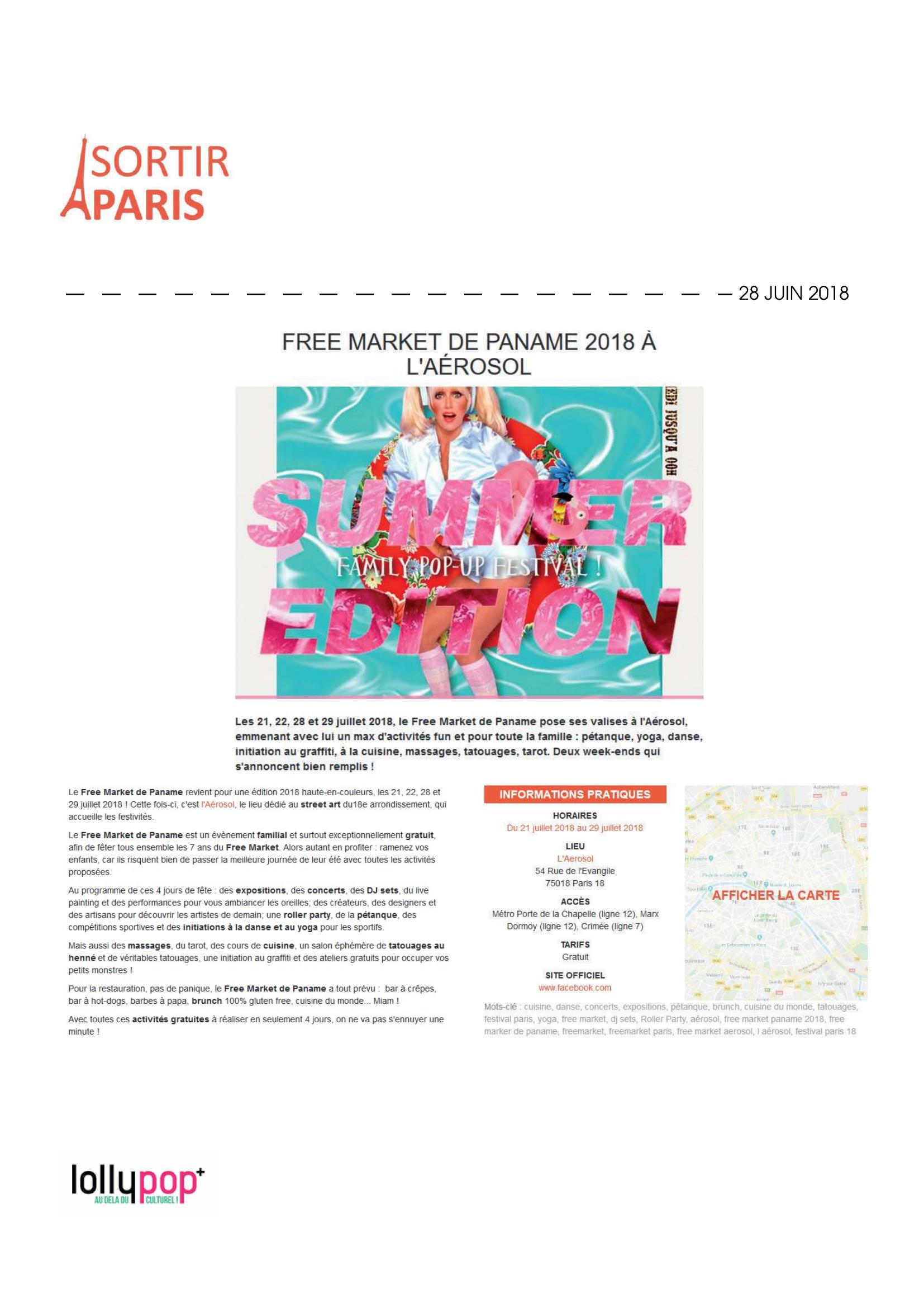 Free Market de Paname 2018 à L'Aérosol  (Sortir à Paris) – 29 juin 2018