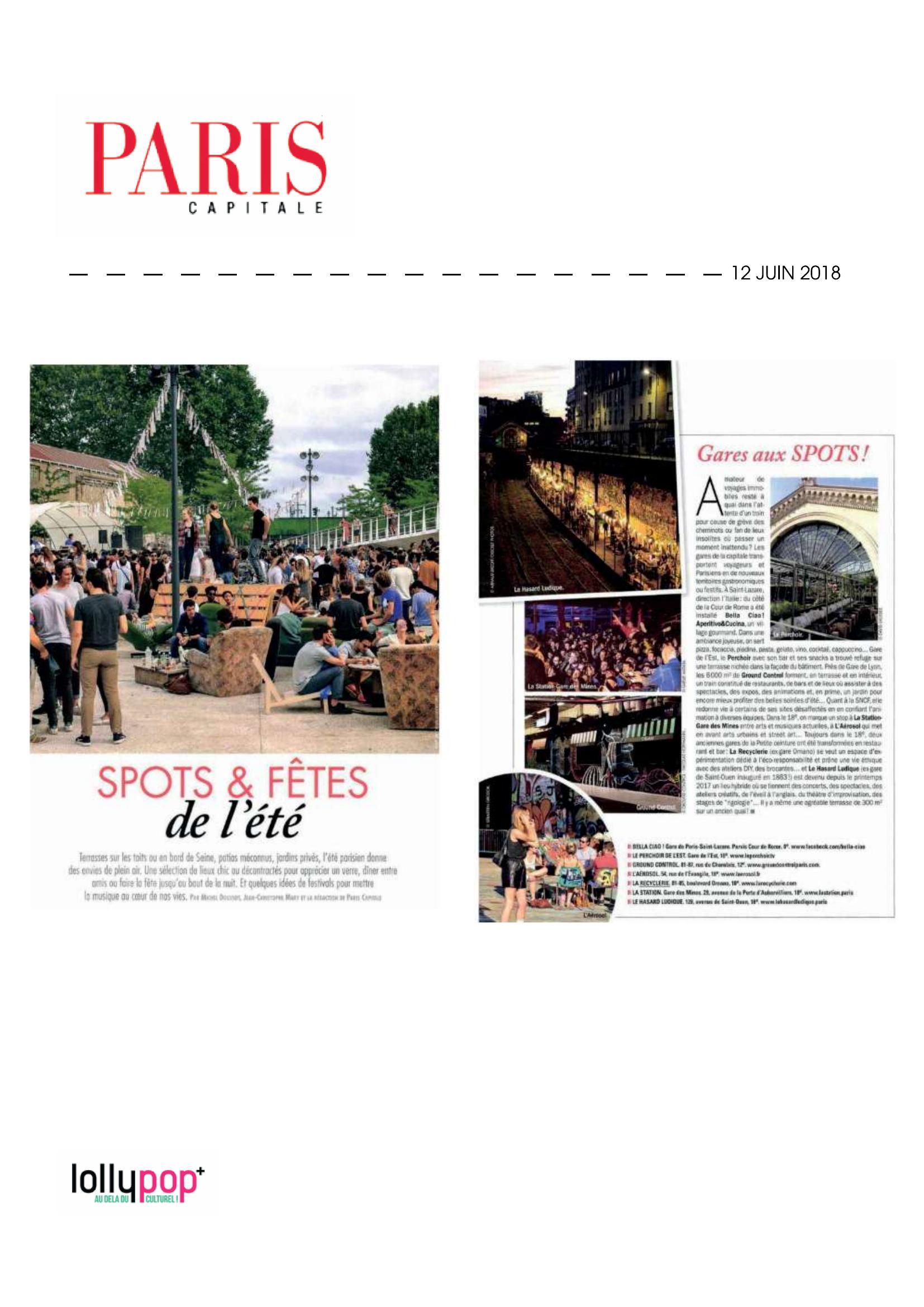 Spots & fêtes de l'été (Paris Capitale) – 13 juin 2018
