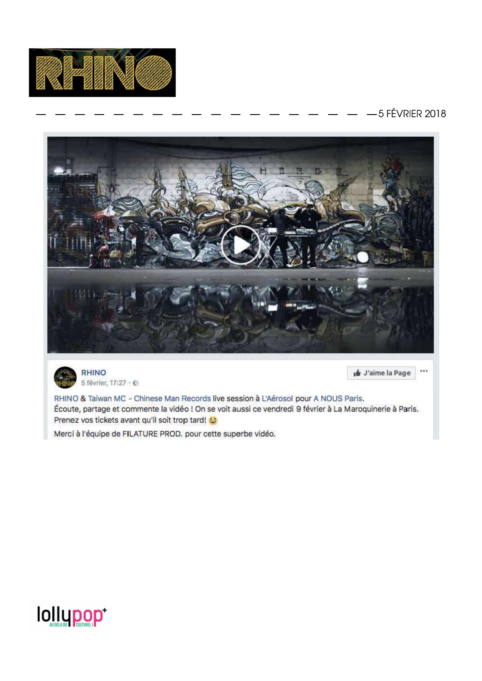 RHINO & Taiwan MC - Chinese Man Records Live Session (Rhino) – 6 février 2018