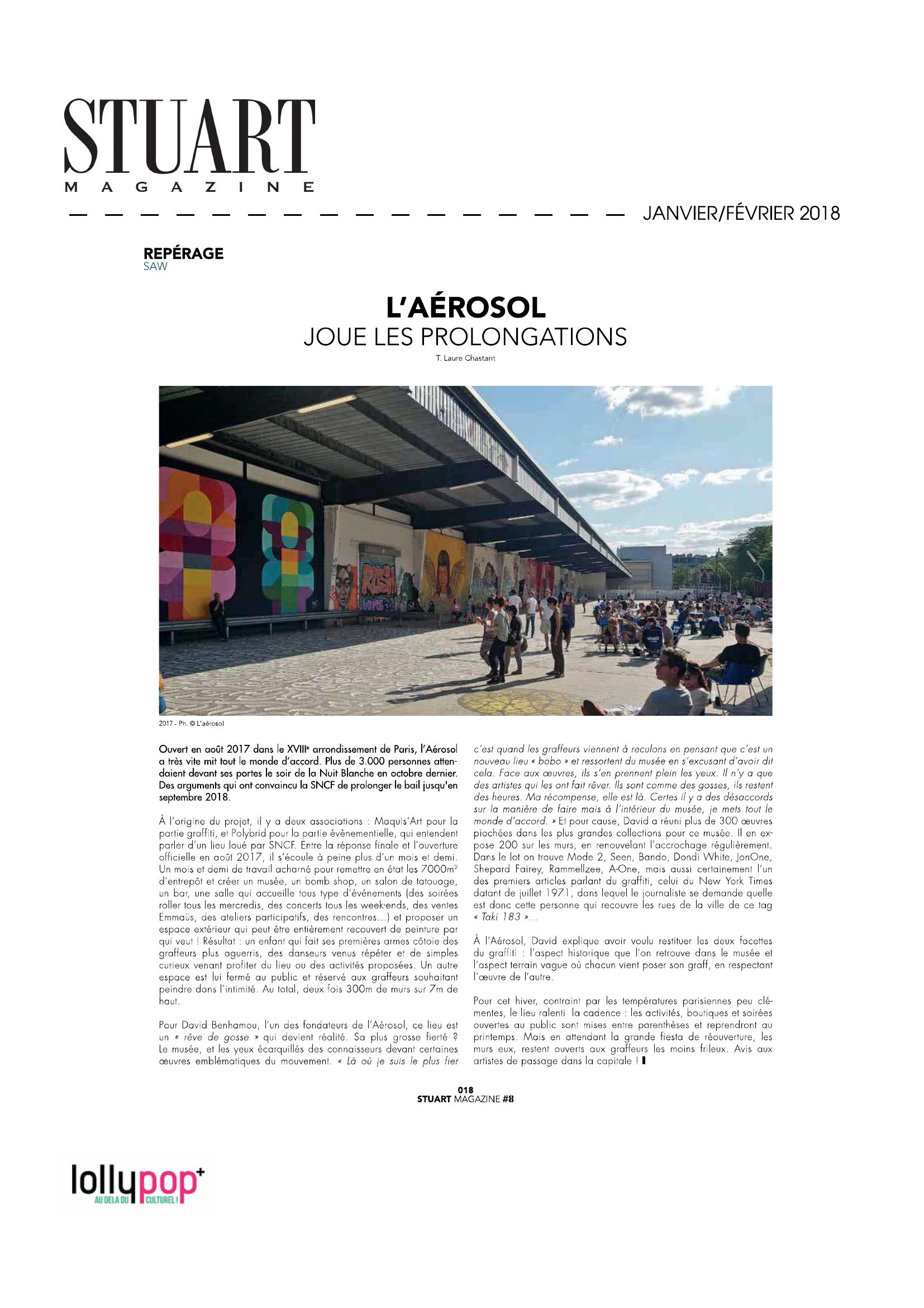 L'Aérosol joue les prolongations (Stuart Magazine) – 26 janvier 2018
