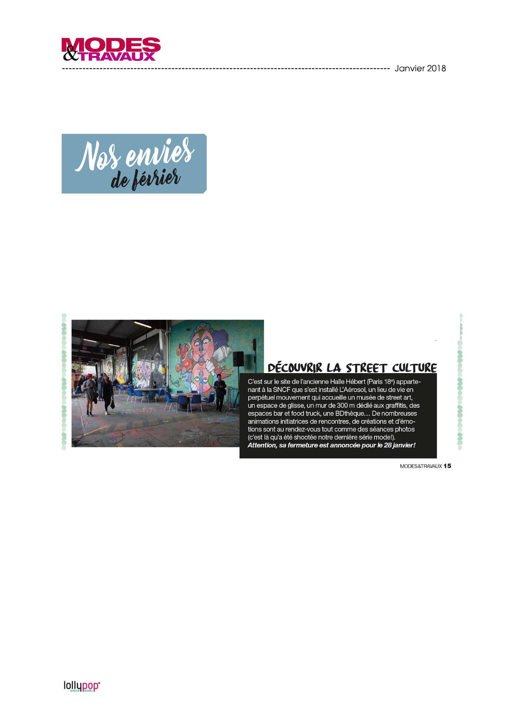 Nos envies de février : découvrir la street culture (Modes&Travaux) – 2 janvier 2018