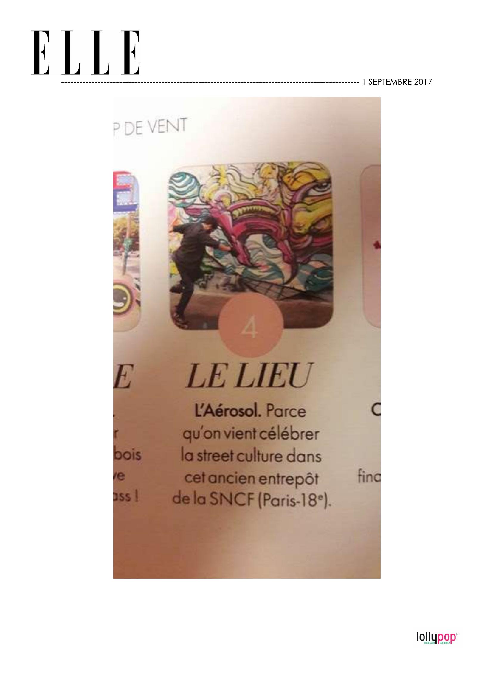 Le Lieu : L'Aérosol (ELLE) – 2 septembre 2017