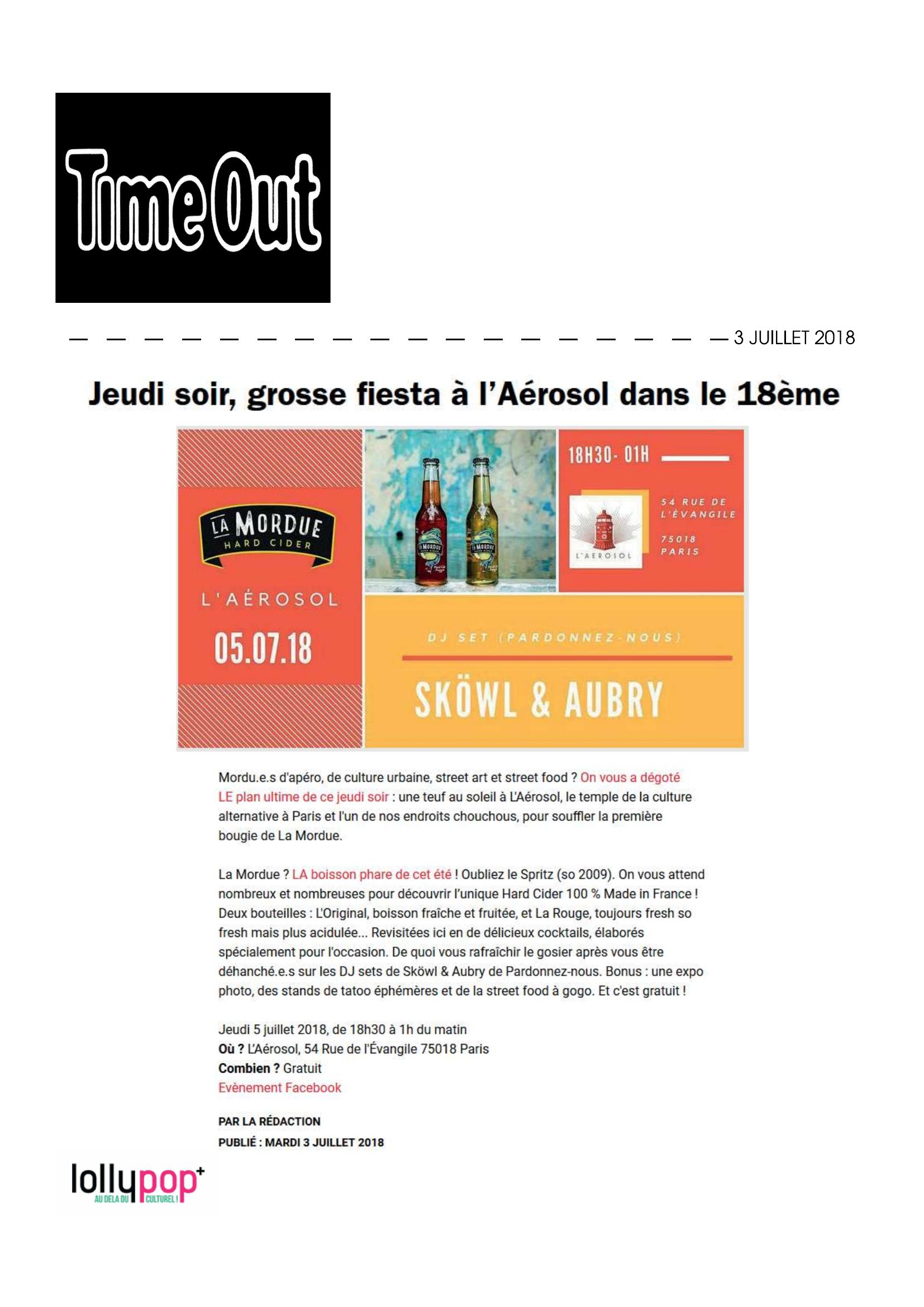 Jeudi soir, grosse fiesta à l'Aérosol dans le 18ème (Time Out) – 4 juillet 2018