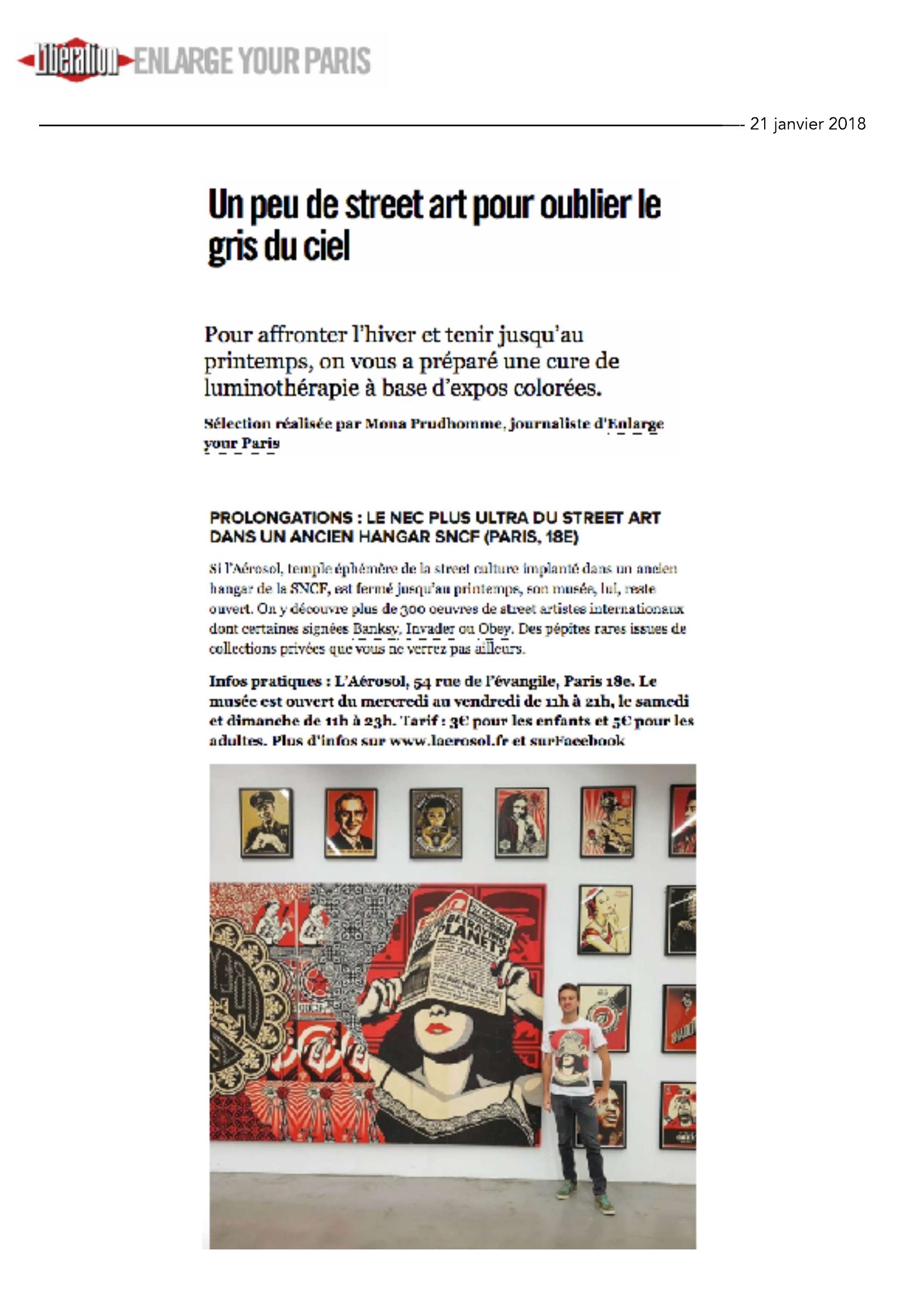 Un peu de street art pour oublier le gris du ciel (Libération) – 22 janvier 2018