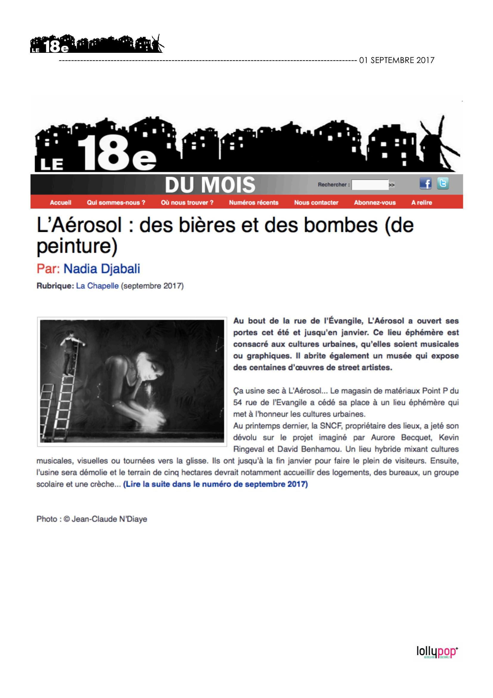 L'Aérosol : des bières et des bombes (de peinture) (Le 18e du mois) – 2 septembre 2017