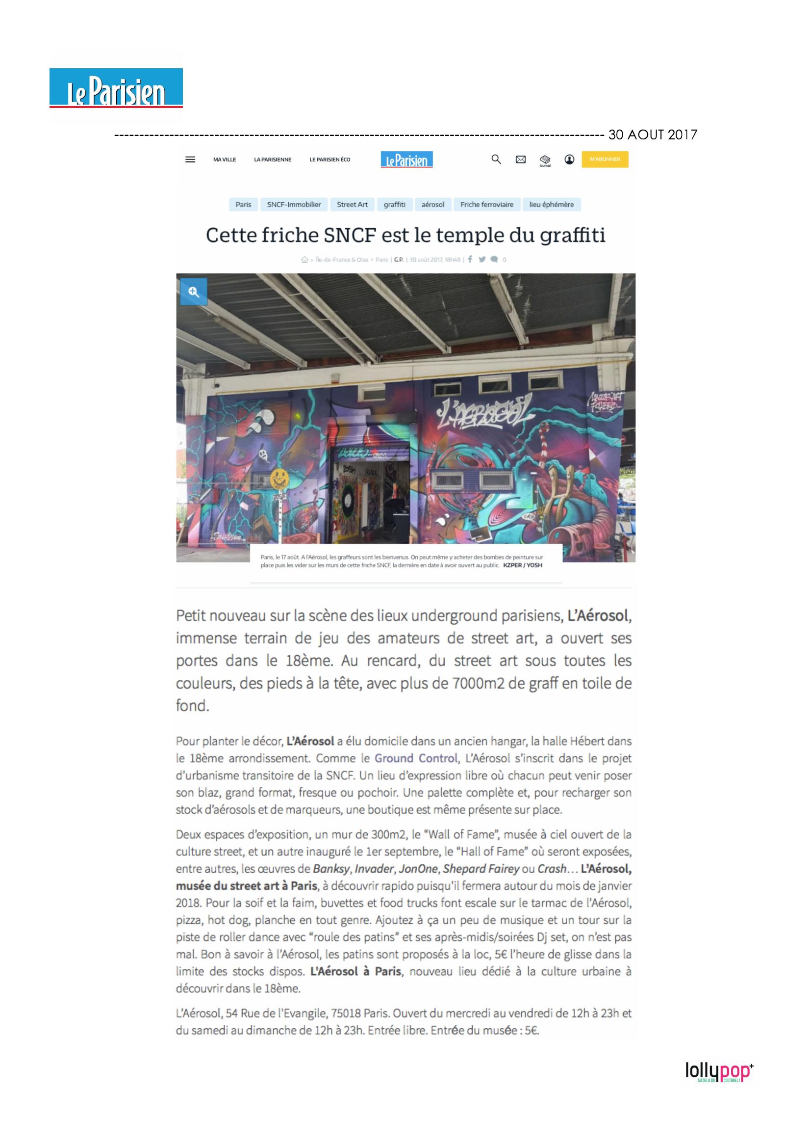 Cette friche SNCF est le temple du graffiti (Le Parisien) – 31 août 2017